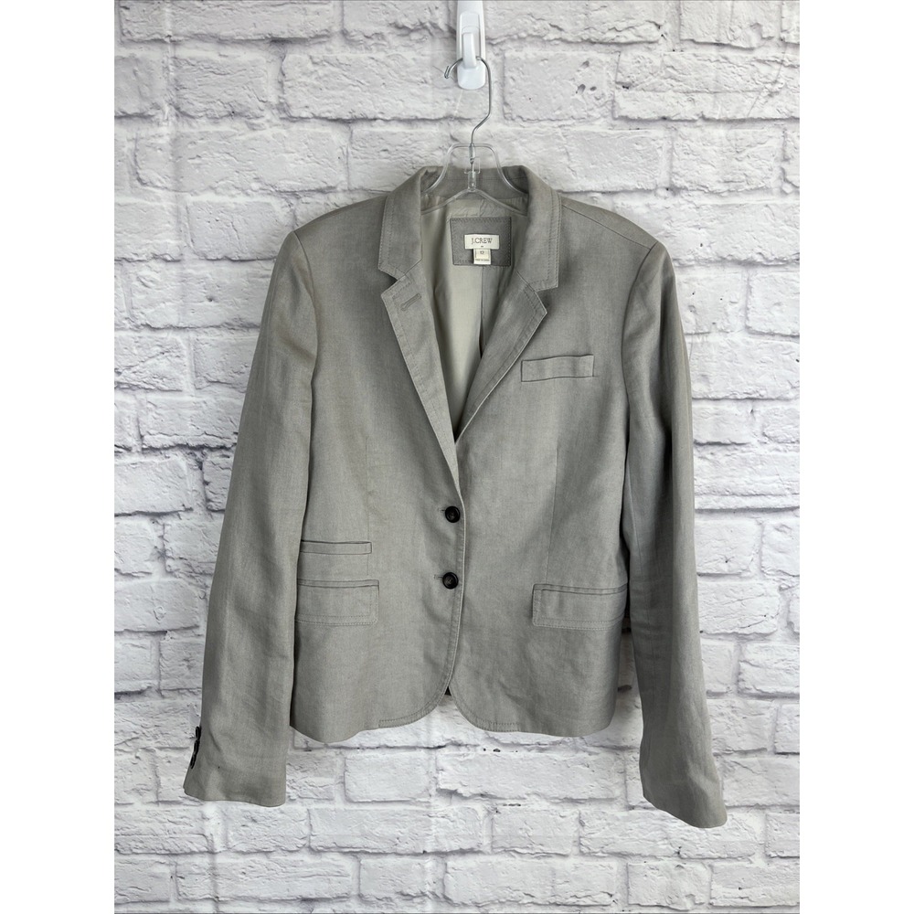 J. Crew Preppy Coastal Summer Quiet Luxury 100% Linen Lined Blazer Size 12 *READ